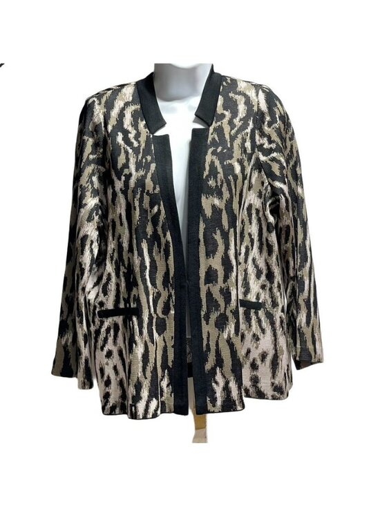 Ming Wang Jackets & Blazers - Ming Wang Heritage Women's Open Front Cardigan With Animal Print Design Size L A